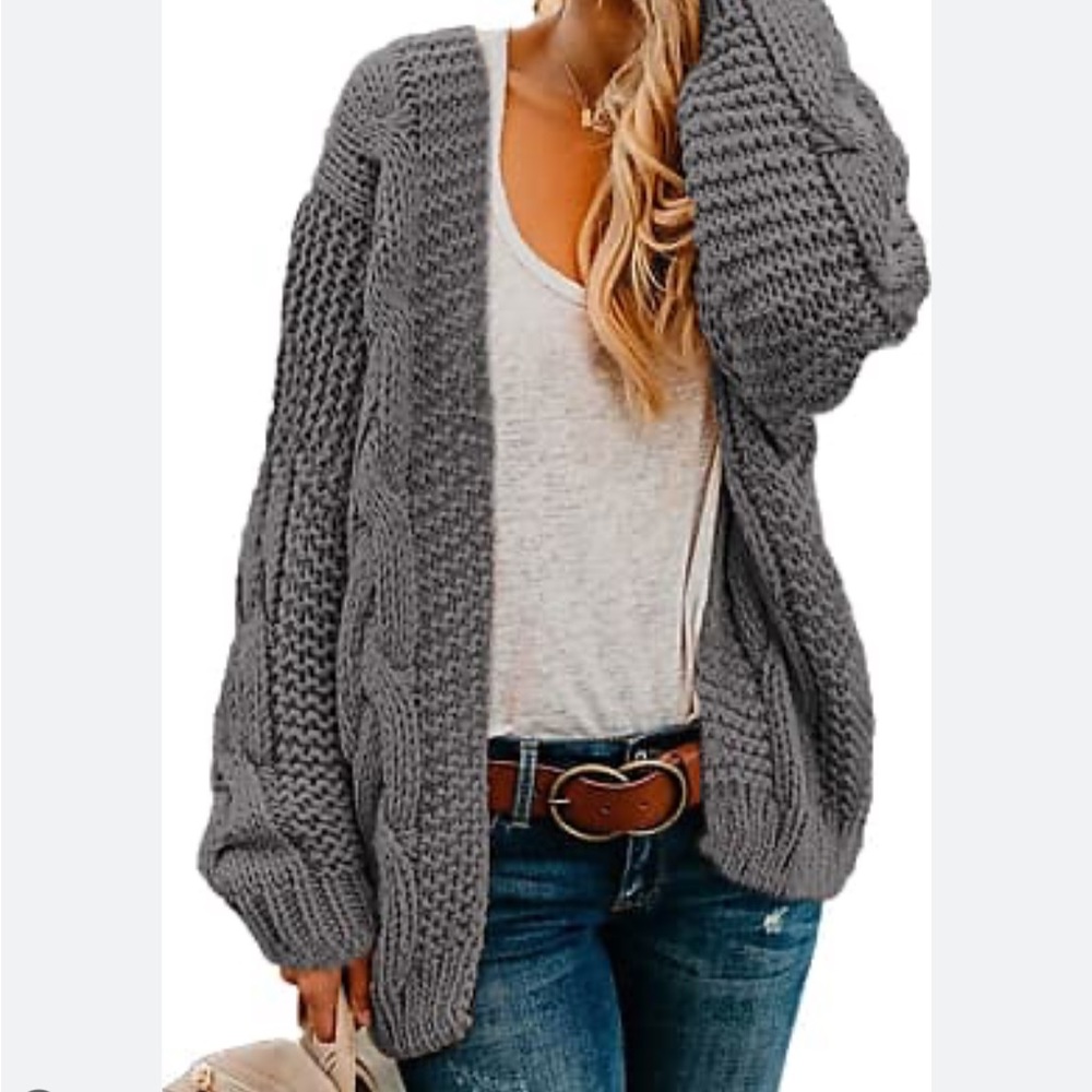 Topshop Cable Knit Longline Cardigan
